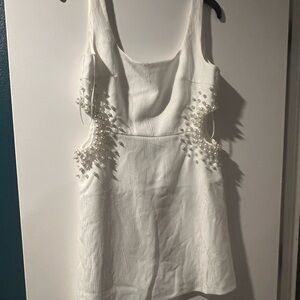 Source Unknown White Dress with Pearl Embellishments